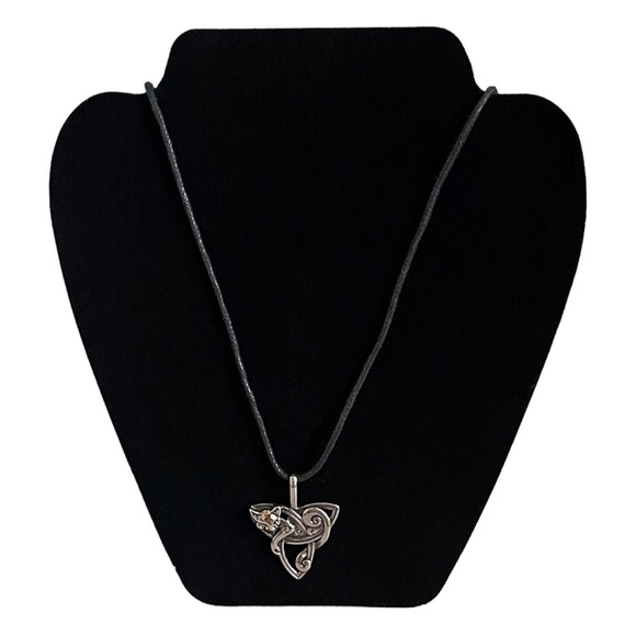 🌺 Boutique Celtic Cat Silver Tone Long Adjustable Pendant Necklace NIB - Picture 2 of 6